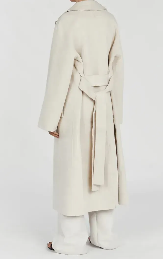 Women's Classic Woolen Long Trench Coat with Turn-Down Collar | Ideal for Autumn/Winter