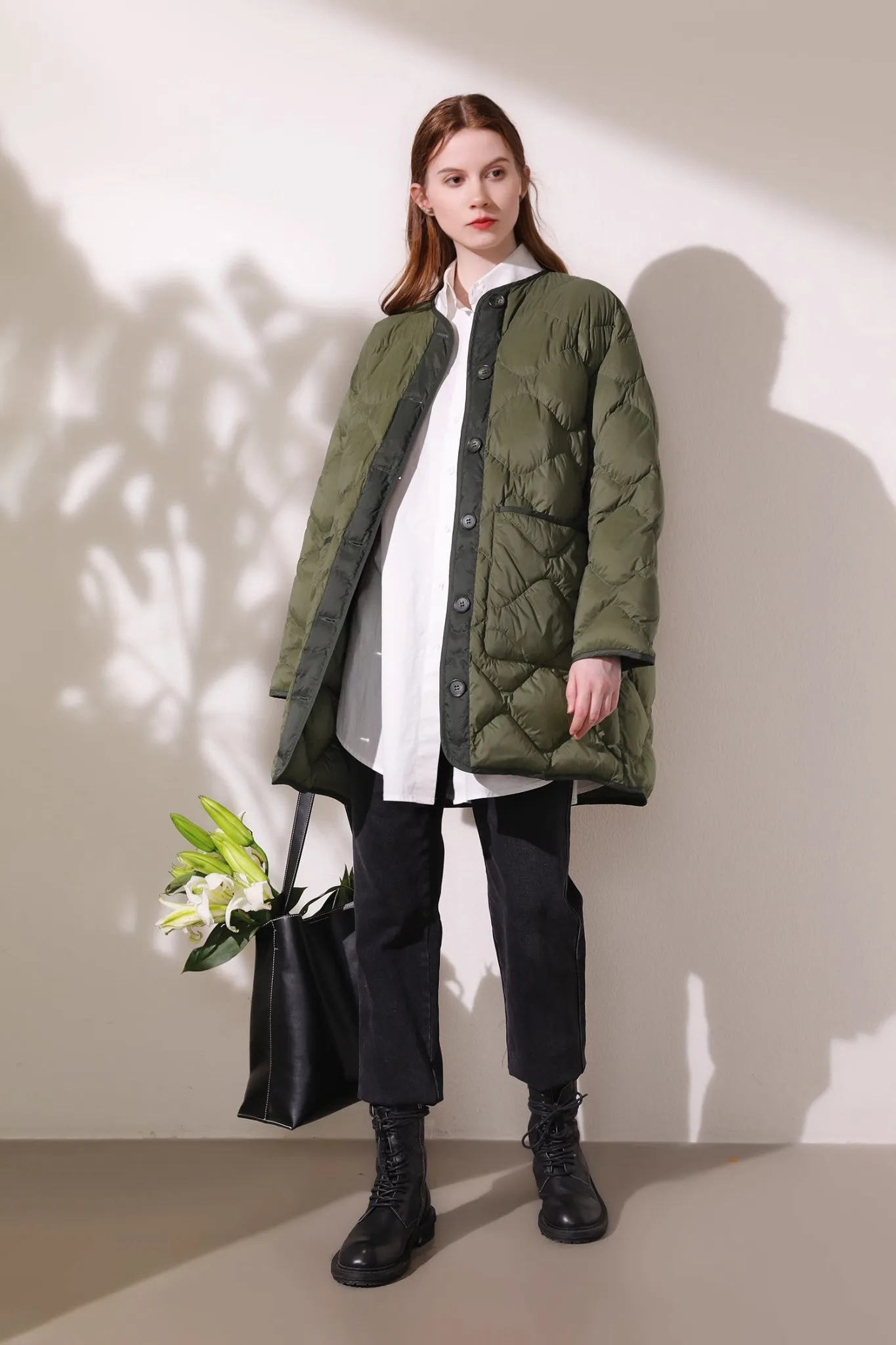 Womens Contrast Color Quilted Jacket