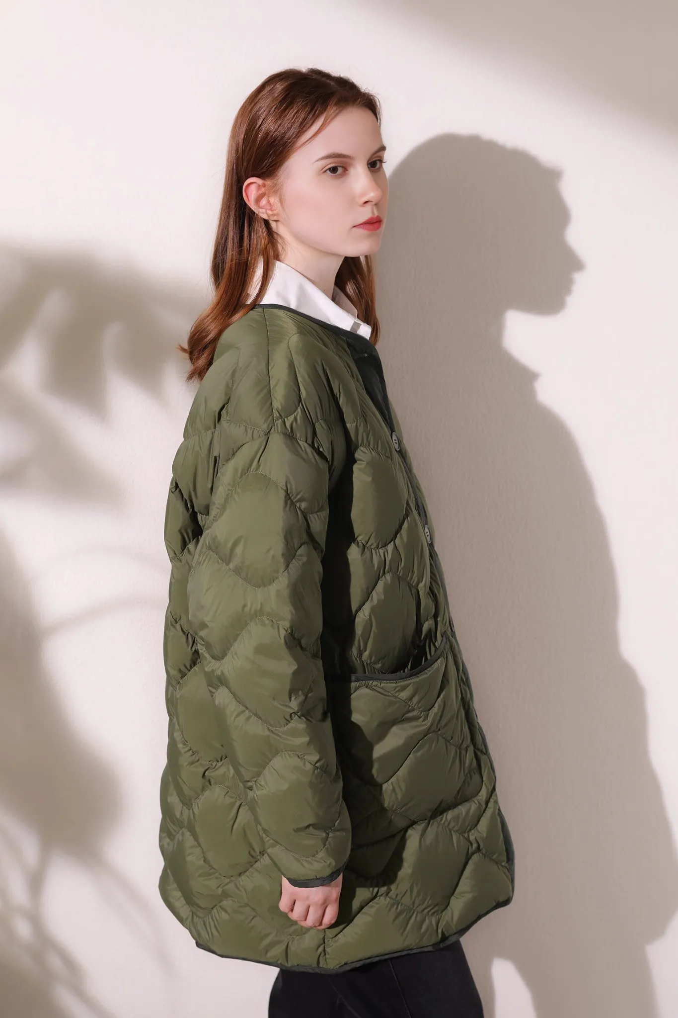 Womens Contrast Color Quilted Jacket