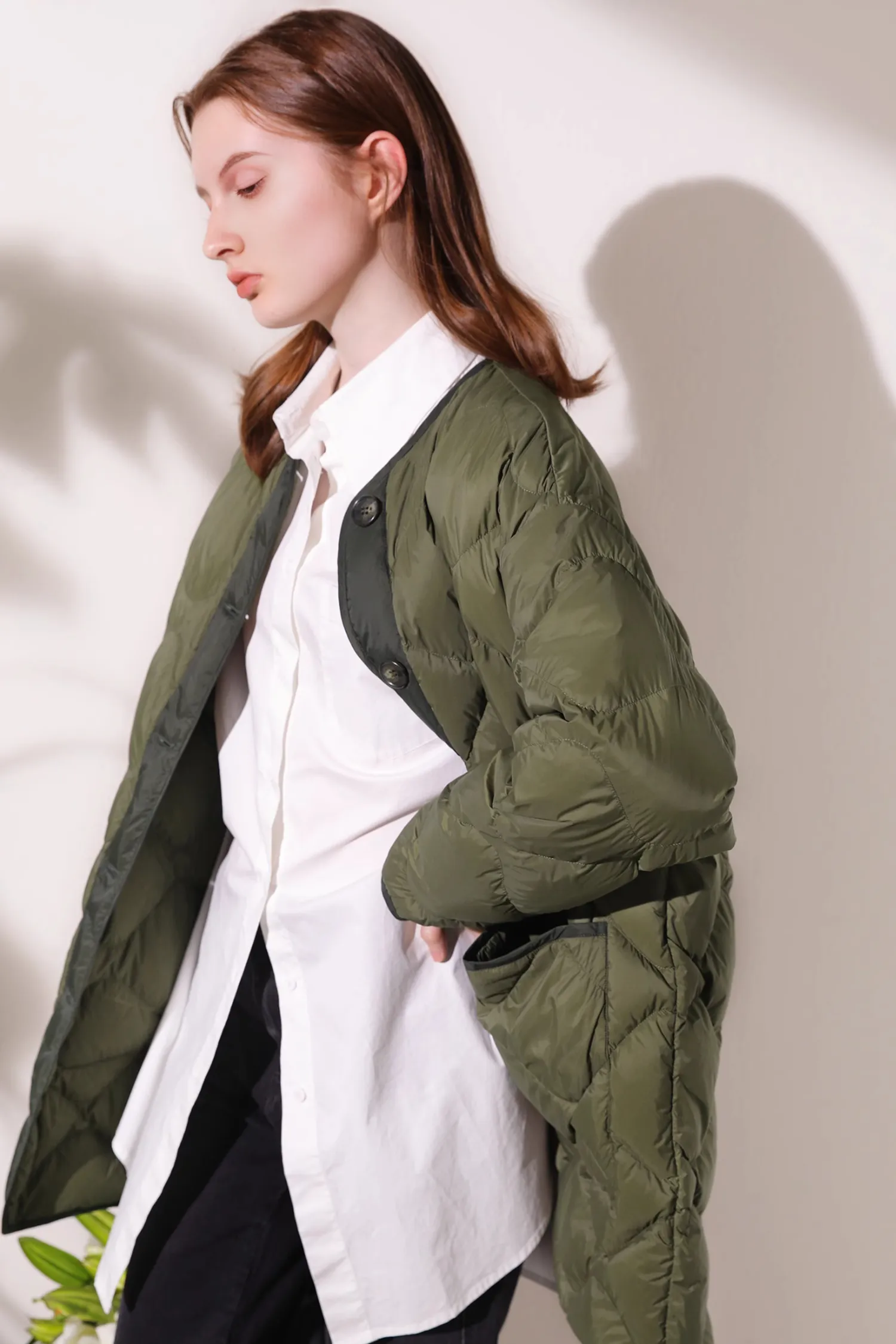 Womens Contrast Color Quilted Jacket