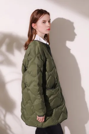 Womens Contrast Color Quilted Jacket