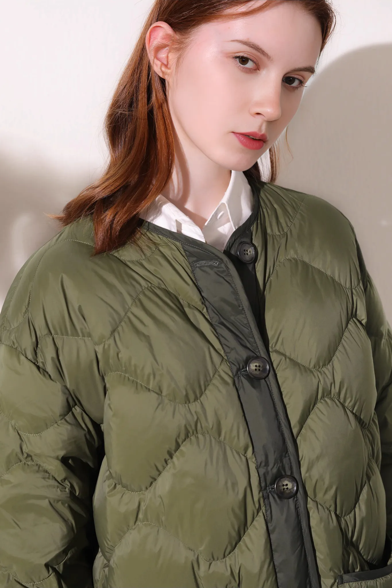 Womens Contrast Color Quilted Jacket