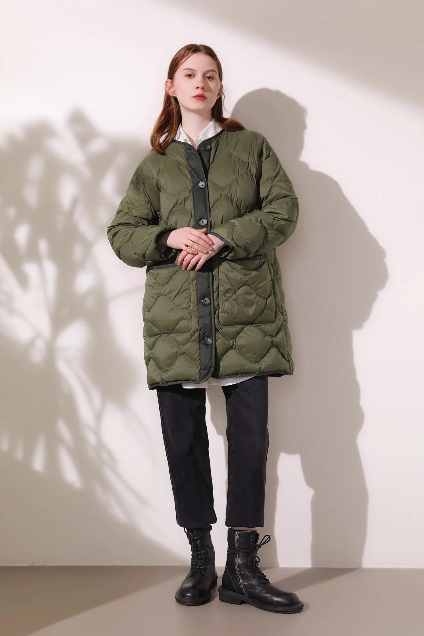 Womens Contrast Color Quilted Jacket