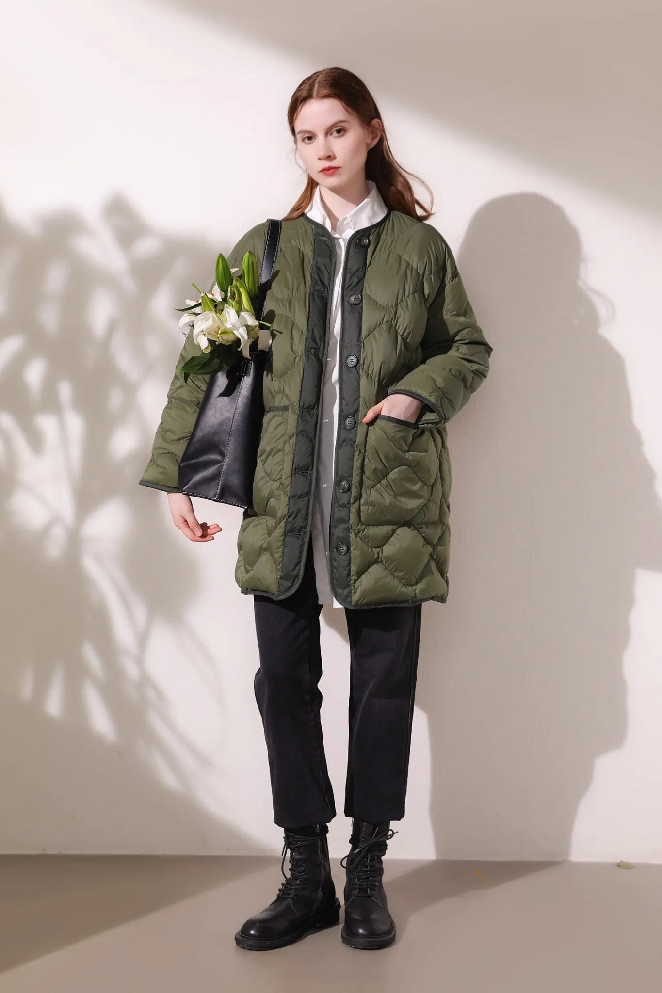 Womens Contrast Color Quilted Jacket