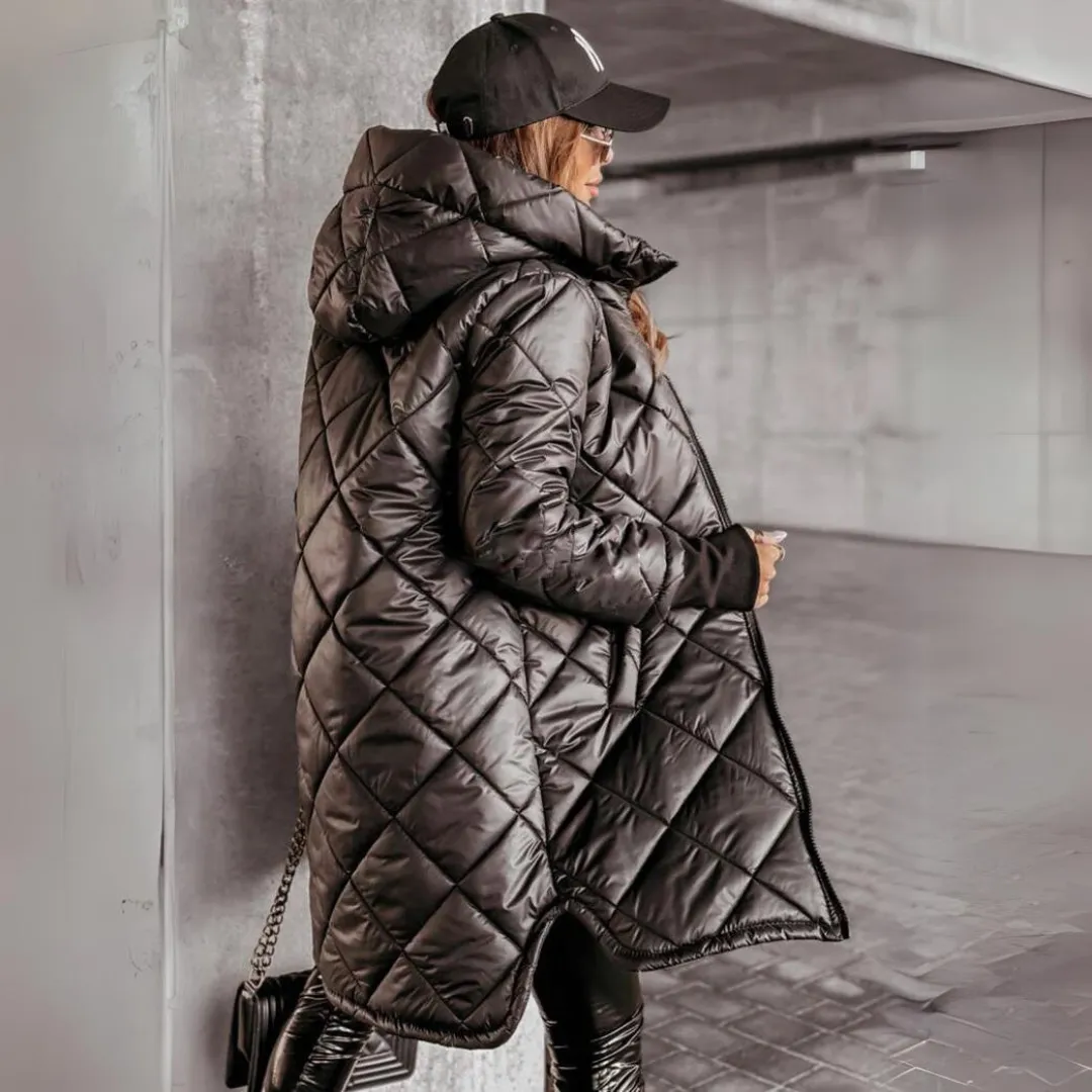 Women's Elegant Hooded Zippered Puffer Warm Winter Down Coat | Ideal for Autumn/Winter