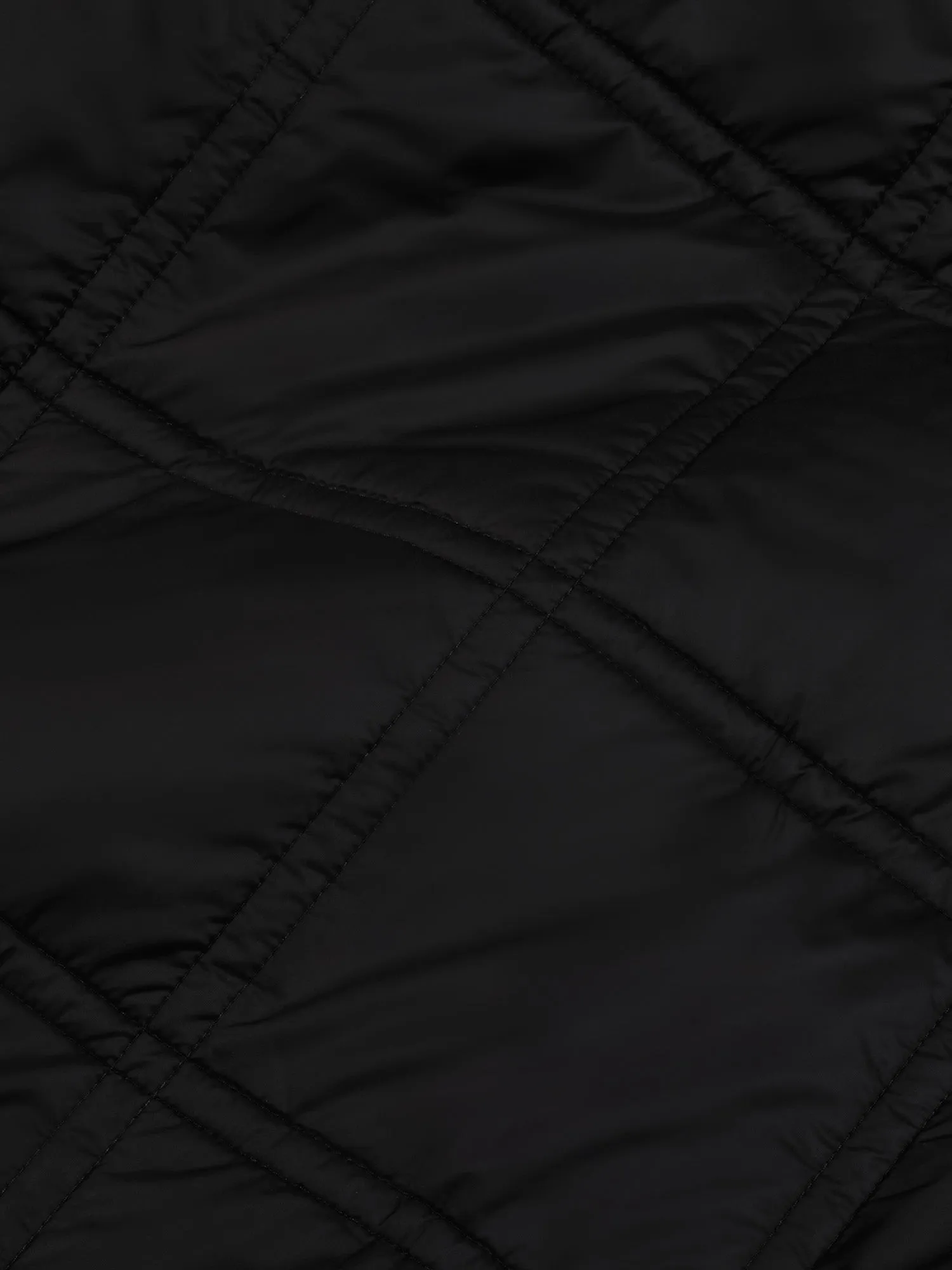 Womens Flower-Warmth Quilted Collarless Jacket —black