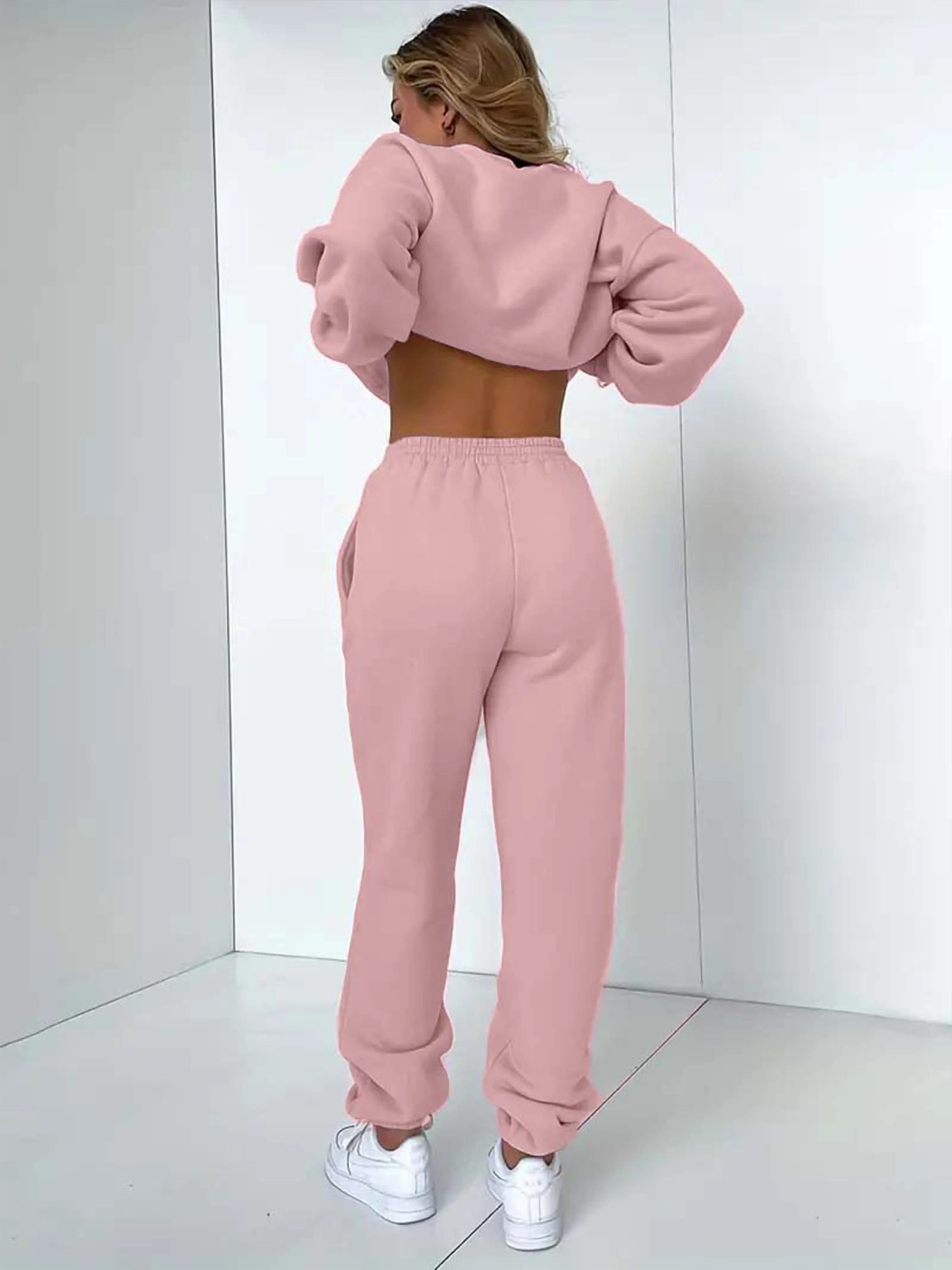 Women's Round Neck Sweater with Heartbeat Print & Joggers Tracksuit Set | Ideal for Autumn/Winter
