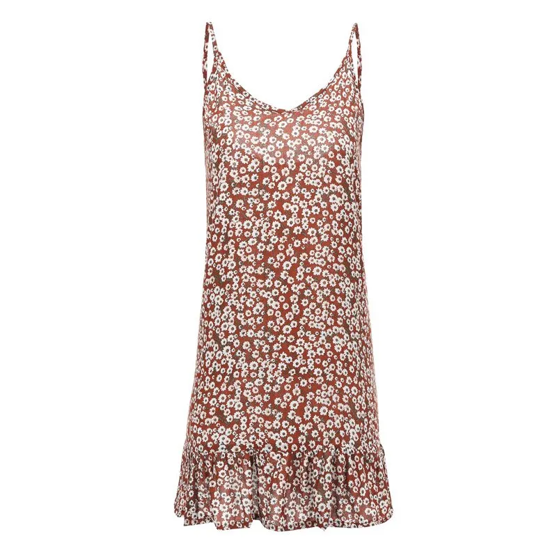 Women's Summer Casual V-Neck Loose Dress With Ruffles