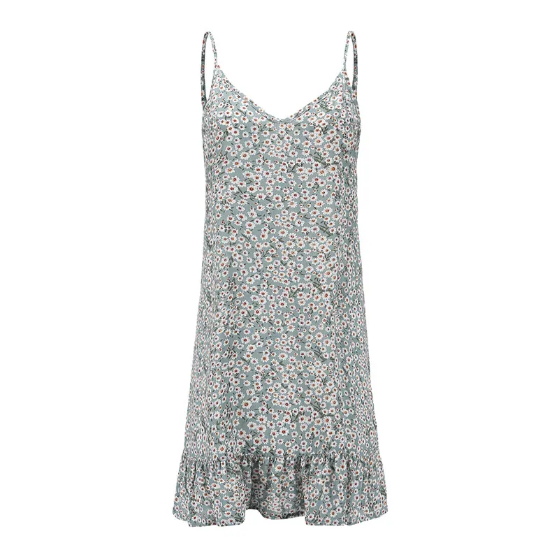 Women's Summer Casual V-Neck Loose Dress With Ruffles