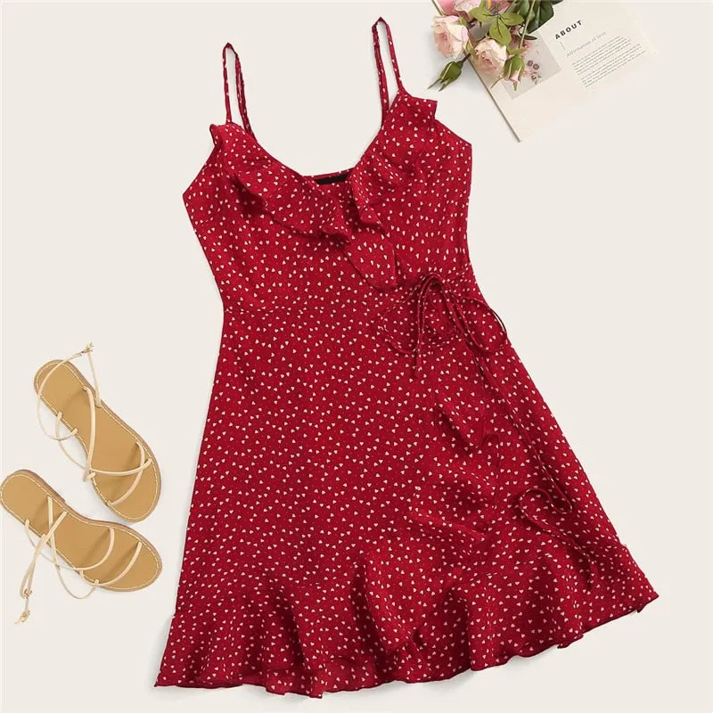 Women's Summer Sleeveless V-Neck Mini Dress With Ruffles