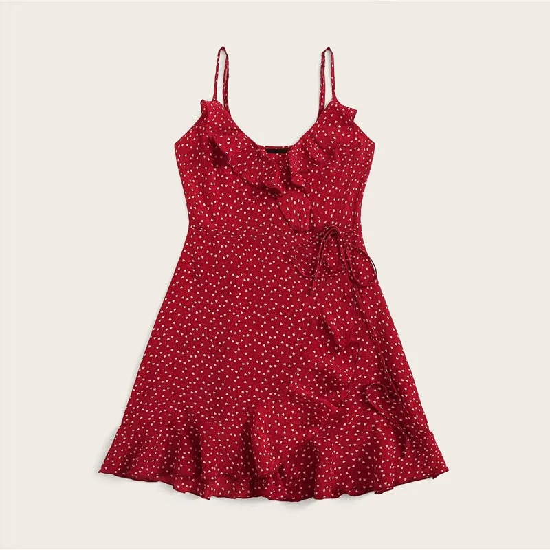 Women's Summer Sleeveless V-Neck Mini Dress With Ruffles