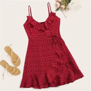 Women's Summer Sleeveless V-Neck Mini Dress With Ruffles