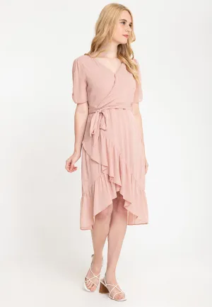 Wrap Frill Hem Midi Dress