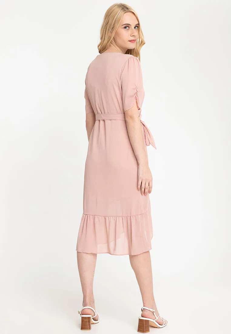 Wrap Frill Hem Midi Dress