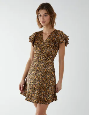 Wrap Frill Mini Dress