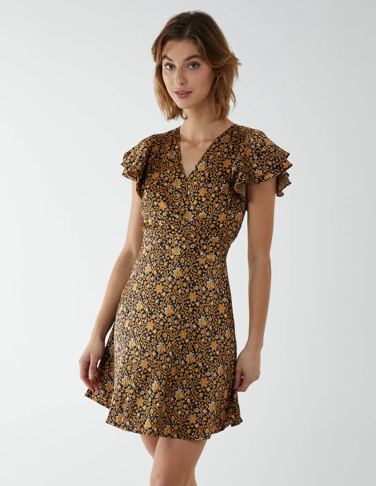Wrap Frill Mini Dress