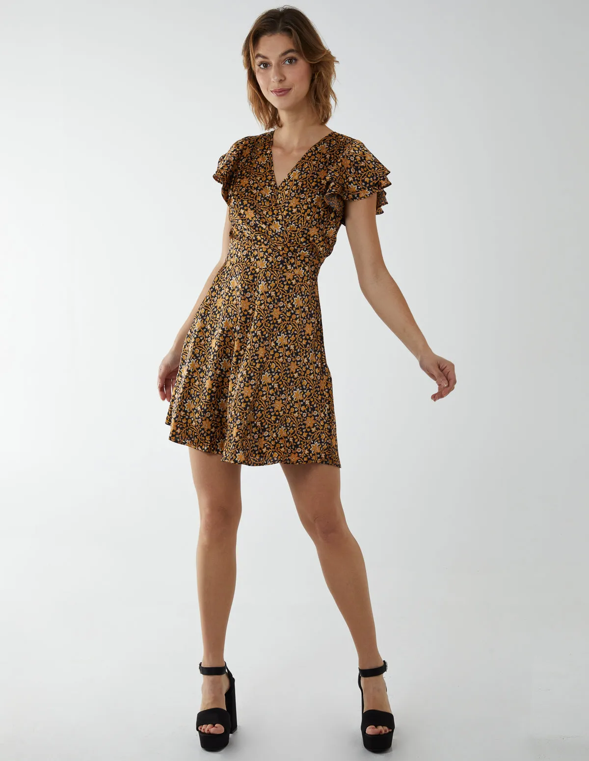 Wrap Frill Mini Dress